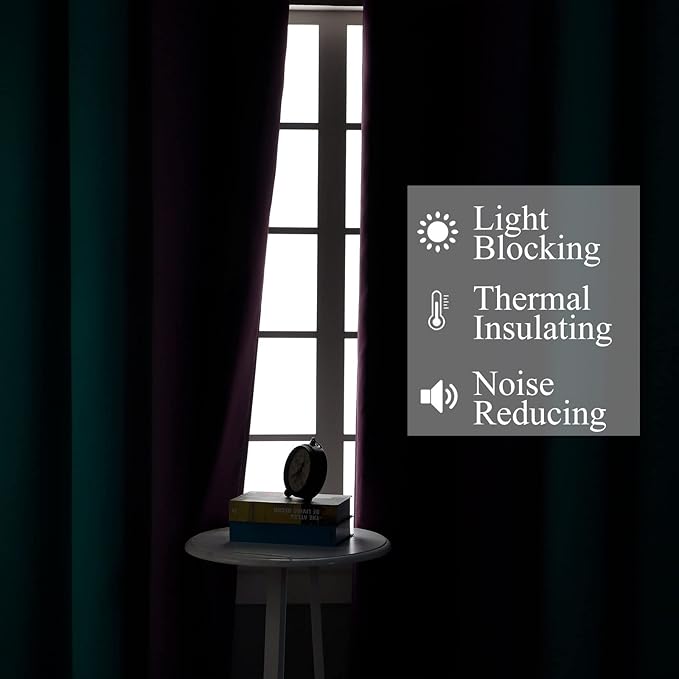 Teal Blackout Curtains 84 Inches Long, Ombre Purple Blackout Curtains for Bedroom, Grommet Thermal Insulated Gradient Drapes, Full Light Blocking Curtains for Kids Room,42x84 Inch, 2 Panels