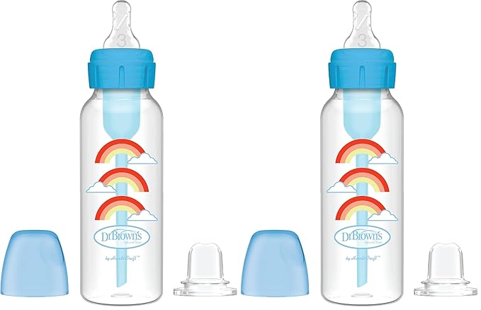 Dr. Brown's Options+ Narrow Bottle to Sippy Baby Bottle Start Kit, Single, Blue, 8 Ounce (Pack of 2)