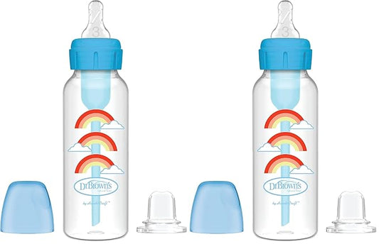 Dr. Brown's Options+ Narrow Bottle to Sippy Baby Bottle Start Kit, Single, Blue, 8 Ounce (Pack of 2)