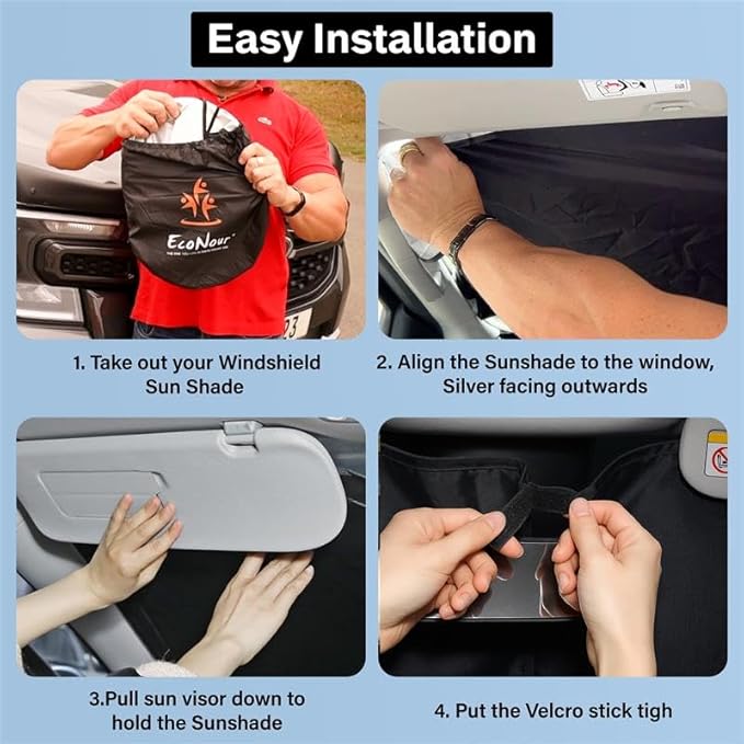 Econour Windshield Sun Shade for 2012-2017 Toyota Camry Custom Fit Sun Shield Screen Foldable Sun Visor Protector Blocks UV Rays Keep Your Car Cooler | Car Windshield Accessories