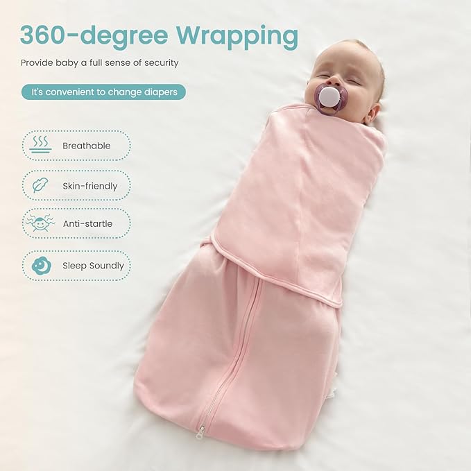 LILBESTIE Baby Swaddle Sleep Sack, 1.0 Tog New-Parent-Friendly Swaddle for Newborns & infant 0-3 Months Baby Wearable Blanket Reduce Startle Reflex, Newborn Boys Girls Registry Essentials
