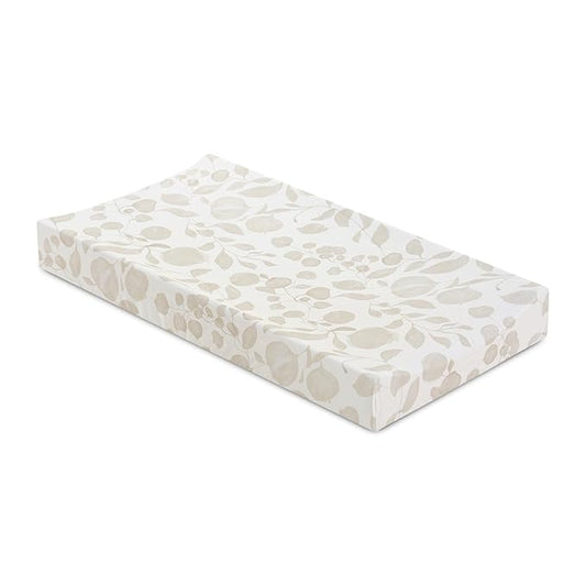 Oilo Changing Pad Cover, Breathable 100% Turkish Cotton Fitted Jersey, 300 Thread Count, Machine Washable, Fits Standard Changing Pads (32" x 16"), Girl, Boy, & Neutral Nursery Design, Beige Leaf
