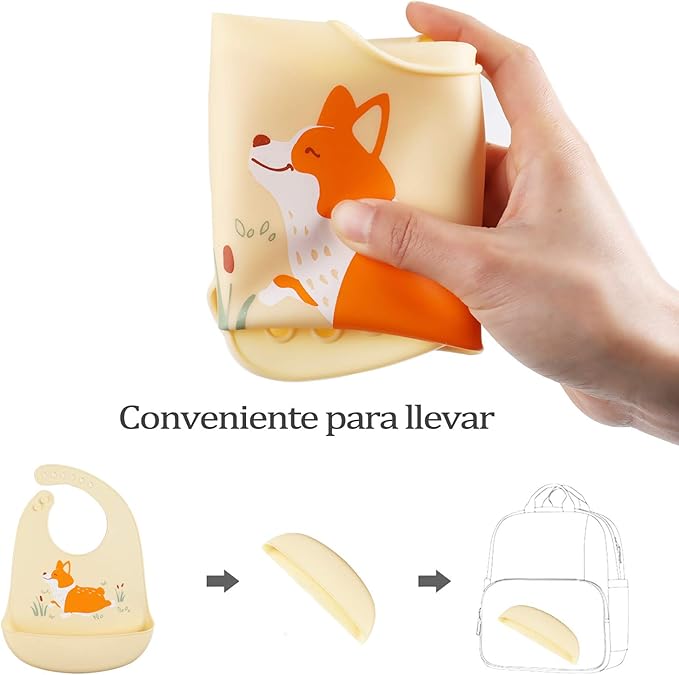 YINGJEE Baby Silicone Feeding Bibs, 3pcs Adjustable Waterproof Bibs for Feeding
