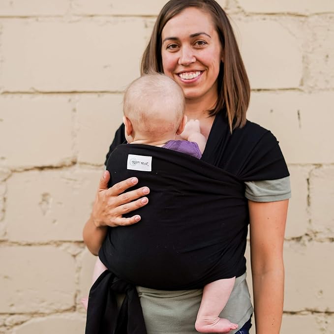 Sleepy Wrap Stretchy Ergonomic Baby Carrier Sling for Newborns to Toddlers - Hands-Free Lightweight Baby Wrap 7-35 lbs (Black)