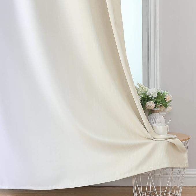 Estelar Textiler Beige and Grayish White Blackout Curtains & Drapes for Bedroom, Thermal Insulated Ombre Blackout Drapes, Full Room Darkening Energy Saving Curtains for Living Room, 52Wx45L, 2 Panels