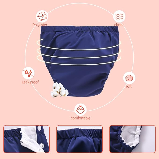 IIjnUhb Swim Diapers Baby Reusable 2 Pack,Washable Pants for 0-3 Years Boys Girls Swimming Lesson Shower Gifts