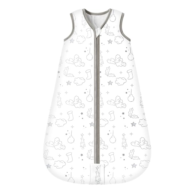 Mosebears Sleep Sack Baby Winter Wearable Blanket with 2-Way Zipper,2.5 TOG Cotton Sleep Sack Unisex (White Cloud, 18-24 Months)