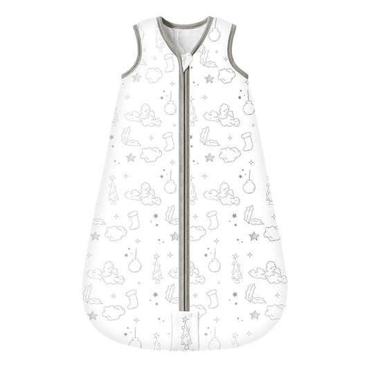 Mosebears Sleep Sack Baby Winter Wearable Blanket with 2-Way Zipper,2.5 TOG Cotton Sleep Sack Unisex (White Cloud, 0-6 Months)