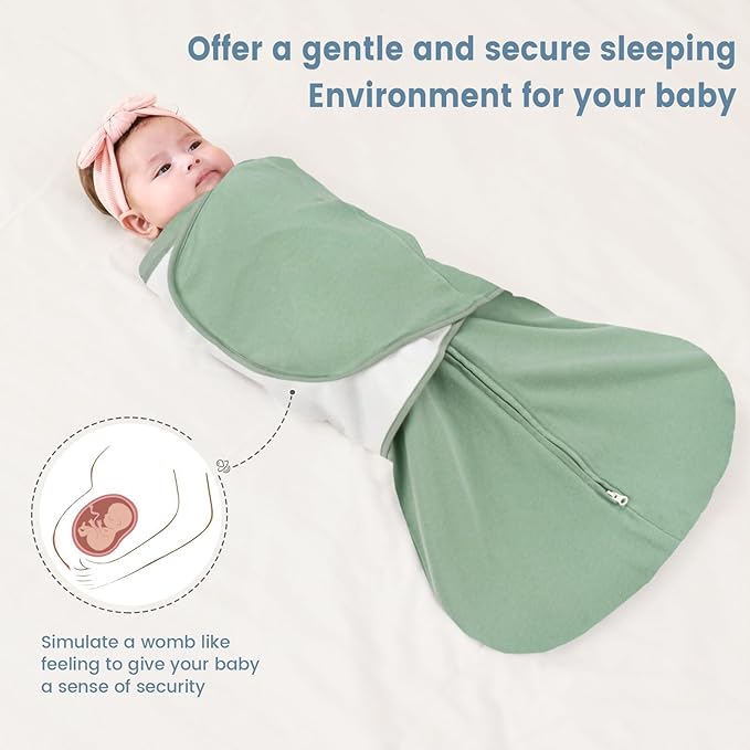 ZIGJOY Sleep Sack Swaddle 1.0 TOG Baby Wearable Blanket 100% Cotton Baby Swaddle Blanket for Newborns 6-12 Months for Boy Girl, Green