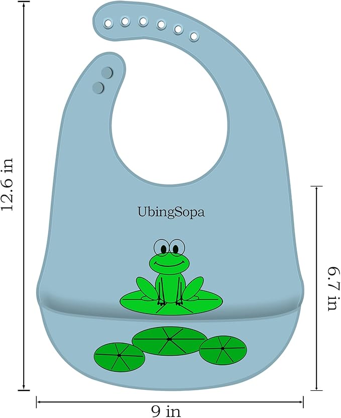 UBINGSOPA Silicone Baby Bibs – Adjustable, Soft, Waterproof & Durable, with Large Food-Catching Pocket, Feeding-Friendly