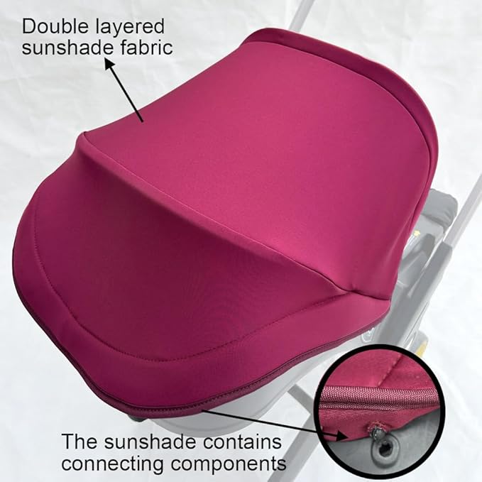 Stroller Replacement Accessories Canopy, Colorful Sun Shade Compatible with Doona Car Seat & Strollers (Wine Red)