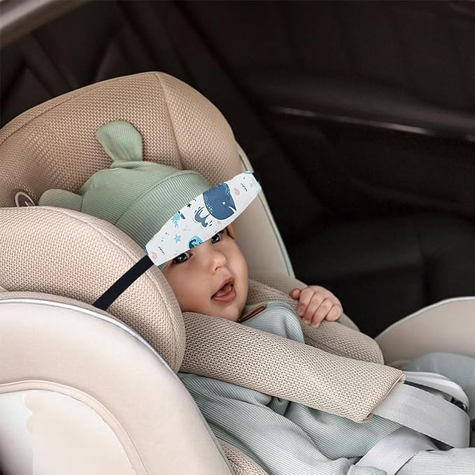 2 Pcs Baby Head Support for Car Seat, Carseat Head Support for Infant Toddler Kids Children Stroller Seat Neck Relief Head Band Sleeping Traveling (Whales and Octopuses)