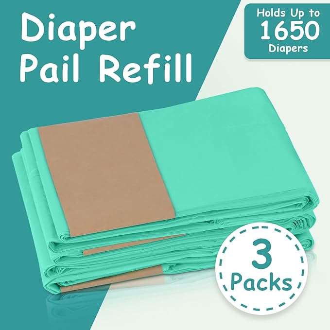 Sloyar Refills Compatible with DEKOR CLASSIC Diaper Pails/3 Pack/Versatile and Functional/Suitable for Seniors and Infants/Baby Powder Fragrance/Holds up to 1650 Diapers