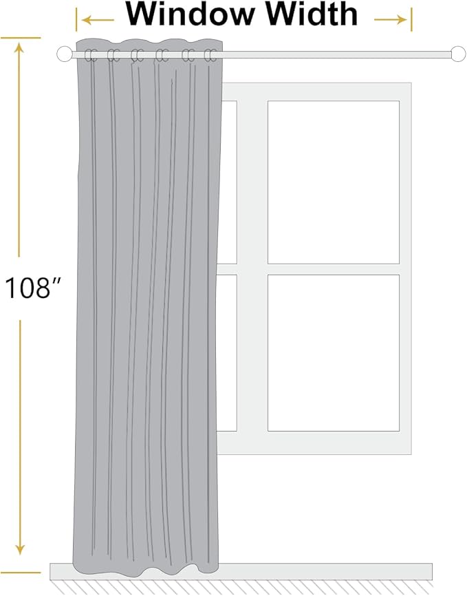 ChrisDowa 100% Blackout Blue Solid Curtains 108 Inches Long 2 Panels for Bedroom Living Room,Farmhouse Room Darkening Thermal Insulated Soundproof Grommet Top Window Treatment Drapes,52x108