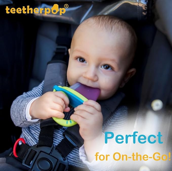 Teetherpop Fillable Freezable Teether for Babies - Breastmilk Popsicle Molds for Teething with Spill-Proof Sippy Slits – Freezable Baby Fruit Feeder Pacifier, Liquids & Purées, Cooling Teething Relief
