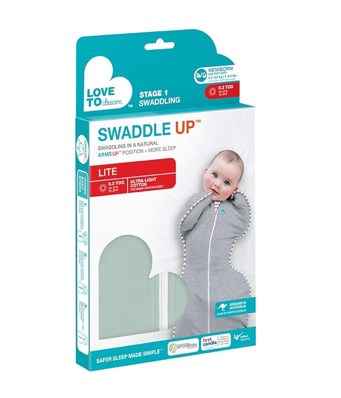 Love to Dream Swaddle, Baby Sleep Sack, Swaddle Up Self-Soothing Swaddles for Newborns, Get Longer Nap, Snug Fit Helps Calm Startle Reflex, Lite 0.2 Tog Sleep Sack, 5-8.5 lbs, Olive