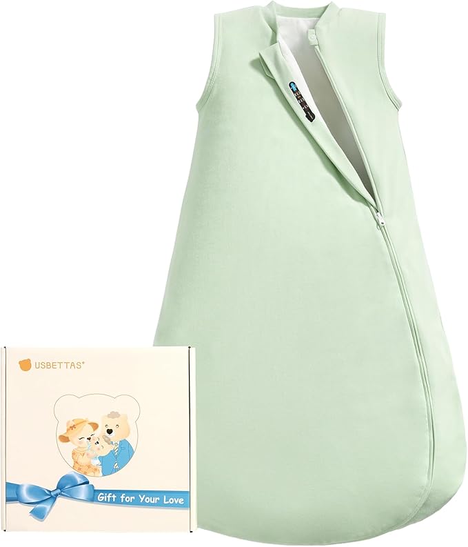 usbettas 1.0 Tog 2.5 Tog Baby Sleep Sack, 100% Cotton Baby Sleeping Bag 3-24M, 2-Way Zipper Baby Wearable Blanket