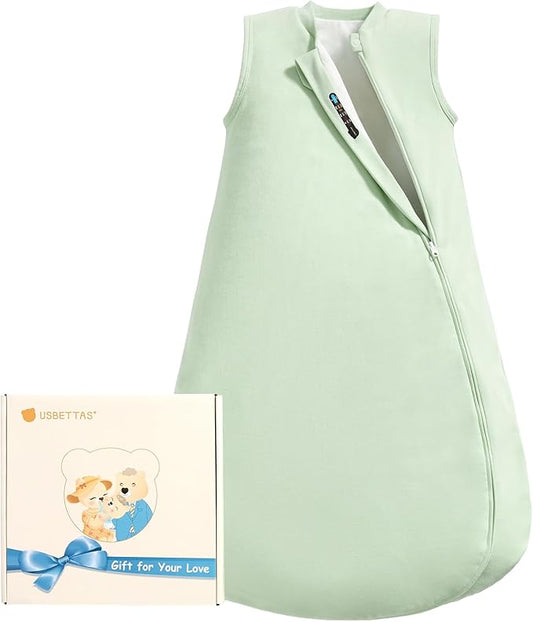 usbettas 1.0 Tog 2.5 Tog Baby Sleep Sack, 100% Cotton Baby Sleeping Bag 3-24M, 2-Way Zipper Baby Wearable Blanket