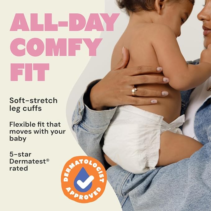 DYPER Monthly Pack Baby Diapers Size 1 (8-14 lbs) 216 Count - Leak-Proof & Plant Based, Hypoallergenic and Ultra Absorbent Size 1 Diapers for Day and Overnight Skin Protection (Packaging May Vary)