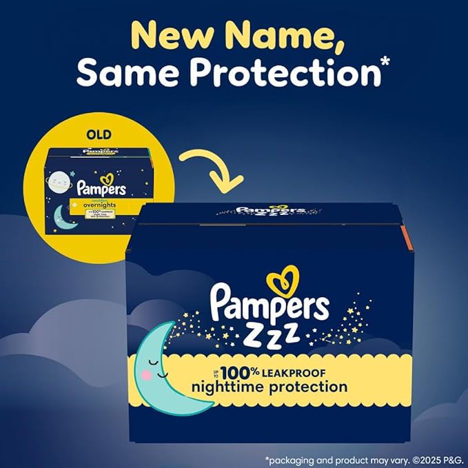 Pampers ZZZ Overnight Diapers, Size 6 (35+ lbs), 42 Count, Nighttime Protection Disposable Baby Diaper, Night Time Leak and Skin Protection