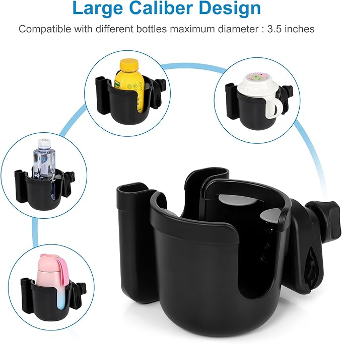 Accmor 2-in-1 Walker Cup Holder with Phone Holder, Wheelchair Cup Holder, Rollator Cup Holder, Cup Phone Holder for Walker, Wheelchair, Rollator, Mobility Scooter, Black