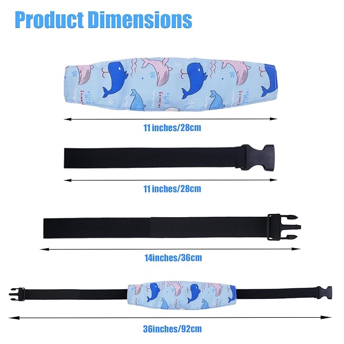 4 Pcs Baby Car Seat Head Support Toddler Infant Head Support Neck Relief Strap Headrest Sleeping Traveling for Kids Children Child Baby(Car, Dinosaur, Whale, Owl)