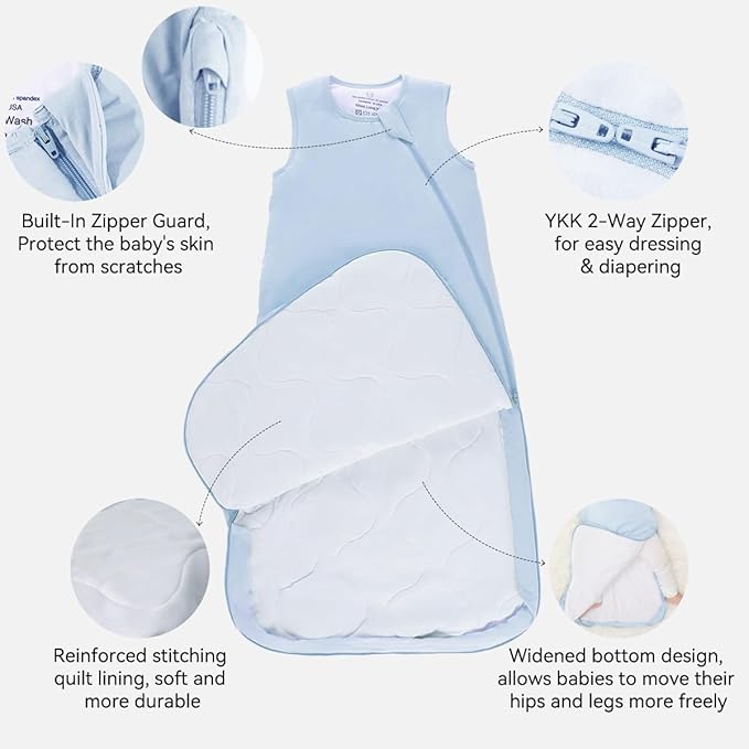 Unisex Rayon Bamboo Baby Sleep Sack TOG 1.0, Toddler Sleeping Sack 0-6 Months, 2-Way Zipper YKK
