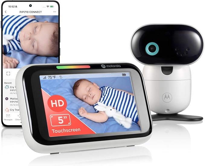 Motorola Nursery PIP1710 Connect – Wi-Fi Baby Monitor with Motorized HD Camera and 5" Touch Screen | Cry Detection and Translation, Motorola Baby App, Night Vision