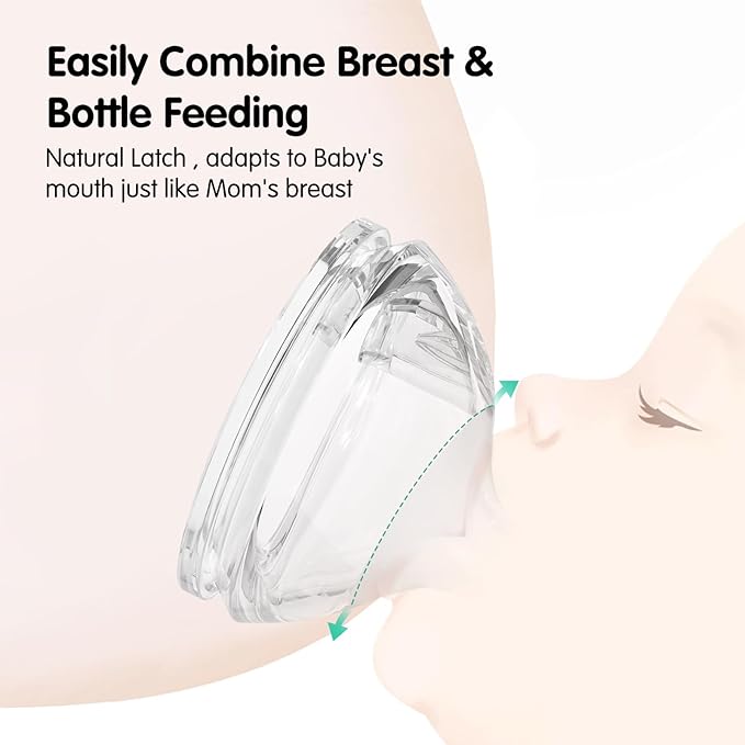 Aynmer Natural Flow Silicone Baby Bottle Nipples for Wide Neck Bottles Level 2, Medium Flow (M) Nipple, 3+ Months, 4 Counts (Pack of 1) BPA-Free