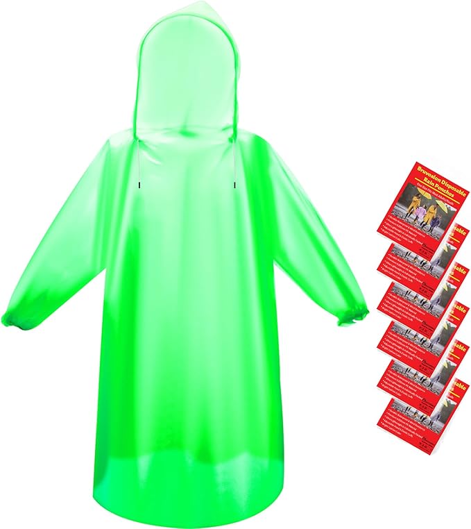 6 & 20 & 50 Pack Disposable Rain Ponchos for Adults/Youth, Waterproof PE Raincoats with Drawstring, Camping/Emergency