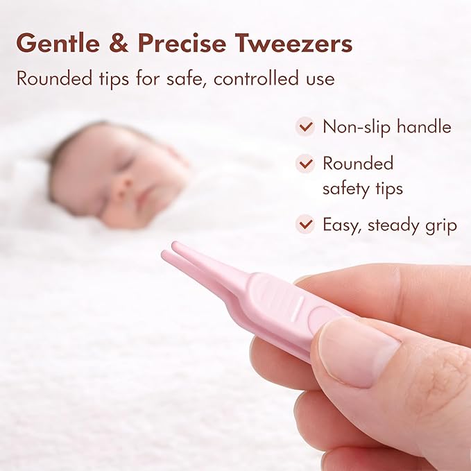Baby Nail Kit, 4-in-1 Baby Nail Care Set with Cute Case, Baby Nail Clippers, Scissors, Nail File & Tweezers, Baby Manicure Kit and Pedicure kit for Newborn, Infant, Toddler, Kids-Owl Pink