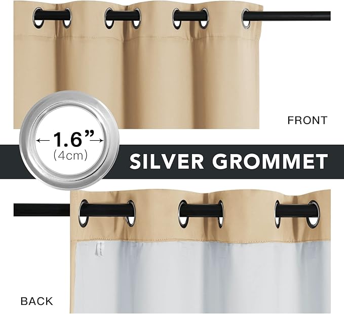 RYB HOME PM 2.5 Filter Curtains for Living Room/Bedroom, Soundproof Blackout Large Window Curtains for Dust Sandstorms Smog Pollen Odor Filtering, Biscotti Beige, W42 x L84 inch, 2 Panels