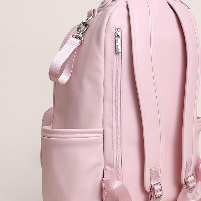 Itzy Ritzy Diaper Bag Backpack – Large Capacity Boss Plus Baby Backpack Diaper Bag Featuring 19 Pockets, Changing Pad, Stroller Clips, and Comfortable Straps (Pink Ribbons & Roses)