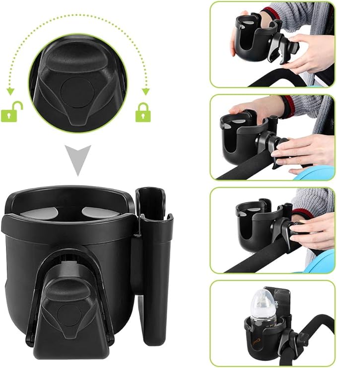 Accmor 2-in-1 Walker Cup Holder with Phone Holder, Wheelchair Cup Holder, Rollator Cup Holder, Cup Phone Holder for Walker, Wheelchair, Rollator, Mobility Scooter