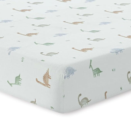 Dreamology Mini Cotton Crib Sheets,Boys,Girls,Super Soft & Breathable 1-Pack | 100% Cotton Muslin Crib Sheets Fitted for Mini Cribs, Pack and Play Sheets, 24x38 Mini Crib Sheet | Dino