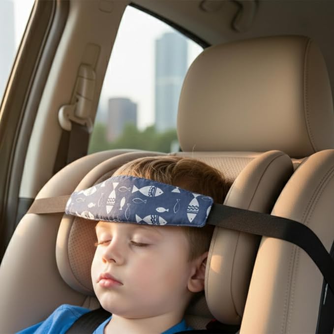 3 Pcs Baby Carseat Head Support, Car Seat Straps Pillow Support Ban, Stroller Neck Relief Strap Headrest, Slumber Sling Sleep Positioner for Toddler Infants Child Children Kids (Clouds, Fish, Arrows)