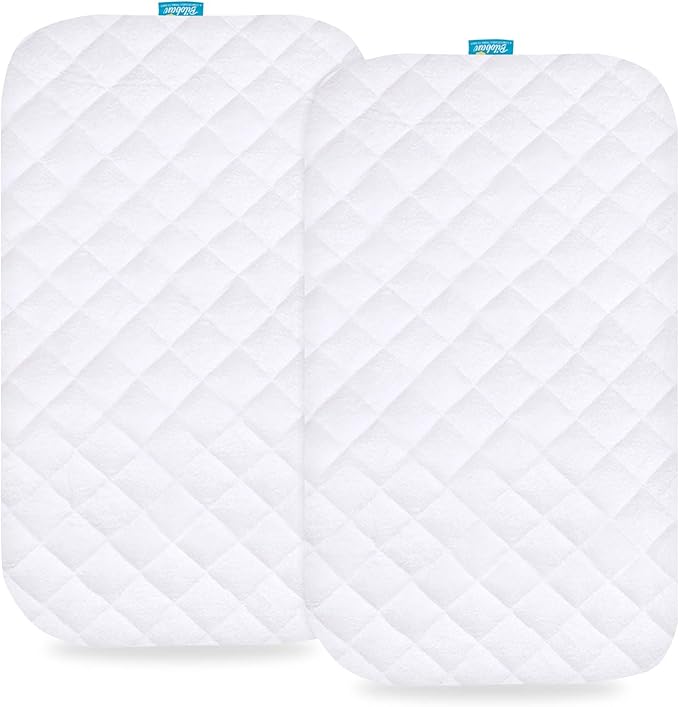 Waterproof Quilted Bassinet Mattress Pad Cover Compatible with VaVaSoo, MMBABY, GoFirst, Milliard Bedside Bassinet, 2 Pack, Ultra Soft Surface, Breathable and Easy Care