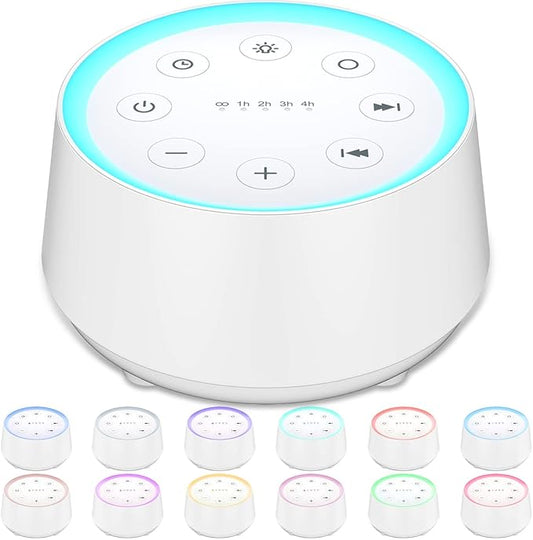 EasyHome Sleep Sound Machine White Noise Machines with 30 Soothing Sounds 12 Adjustable Night Light 10 Adjustment Brightness 32 Levels of Volume 5 Timers and Memory Function Kid Adult Travel