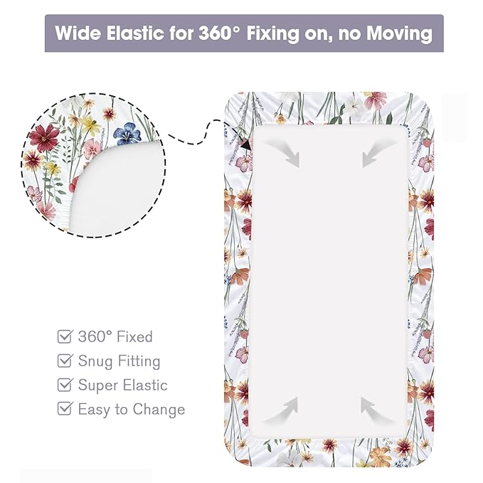 Bimocosy Crib Sheets 4 Pack, Baby Crib Sheets Fitted for Boys and Girls Breathable & Snug Fit, Soft Toddler Bed Sheets for Standard Crib Mattress Nursery Daycare Essentials, Butterfly Meadow