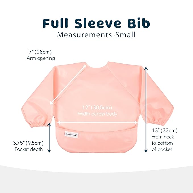 Tiny Twinkle Long Sleeve Bib for Babies & Toddlers | 2-Pack Waterproof Smock Bib for Eating | Machine Washable & Mess-Proof Feeding Essentials | Newborn Shower Gift (Peach Terracotta,6–24M)