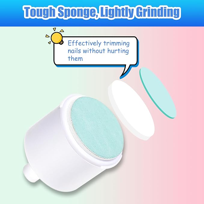 Replacement Pads Compatible with Frida Baby Electric Nail Buffer, 12 Pieces Baby Nail Trimmer Pads Grinding Heads Suits to Newborn and Adults