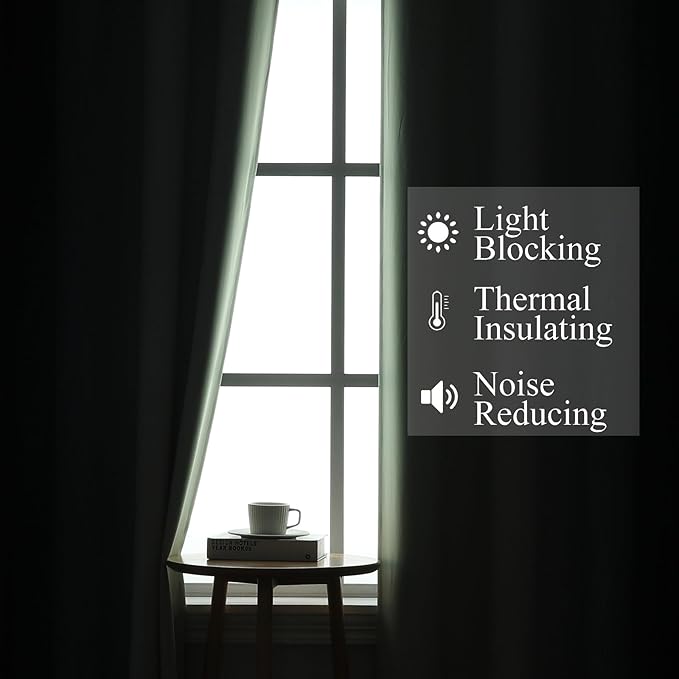 Estelar Textiler Navy Blue and Sage Green Ombre Blackout Curtains 63 Inches Long 2 Panels, Full Room Darkening Grommet Curtains for Bedroom, Thermal Insulated Light Blocking Gradient Drapes, 42Wx63L