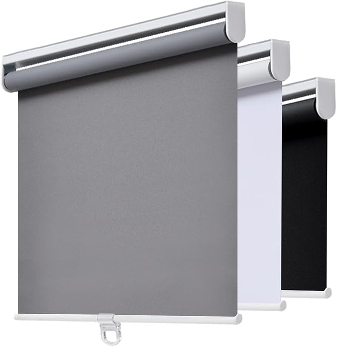 AOSKY Cordless Roller Shades Blackout Blinds for Windows Room Darkening Rolled Up Shades with Spring System, UV Protection Window Shades Door Blinds for Home and Office (31.5" W x 72" H, Grey)