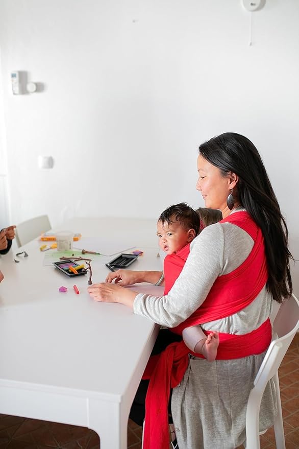 Cuddlebug Baby Wrap - Hands-Free Baby Carrier Wrap - Soft & Stretchy Baby Wraps Carrier - Carrier Newborn to Toddler 7-35 lbs - One-Size-Fits-All Holder - Hip-Healthy (Red)