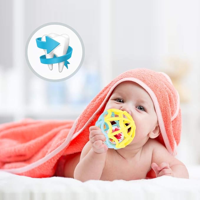WEofferwhatYOUwant Baby Sensory Balls – Set of 2 Rattle Teething Toys for Infants & Toddlers – BPA-Free Easy Grip Motor Skill Development Ball – Soft Textured Montessori Sensory Play 0+ Months