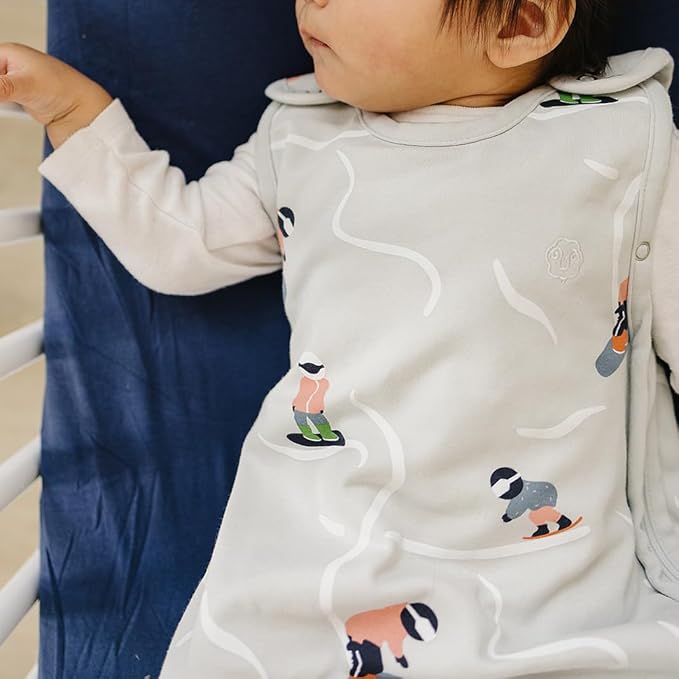 Woolino Merino Wool & Organic Cotton Baby Sleep Sack 2-24 Months – Ultimate 4-Season Baby Sleeping Bag, Universal Size Wearable Blanket, 2-Way Zipper & Adjustable Fit, Year-Round Use - Snowboarder