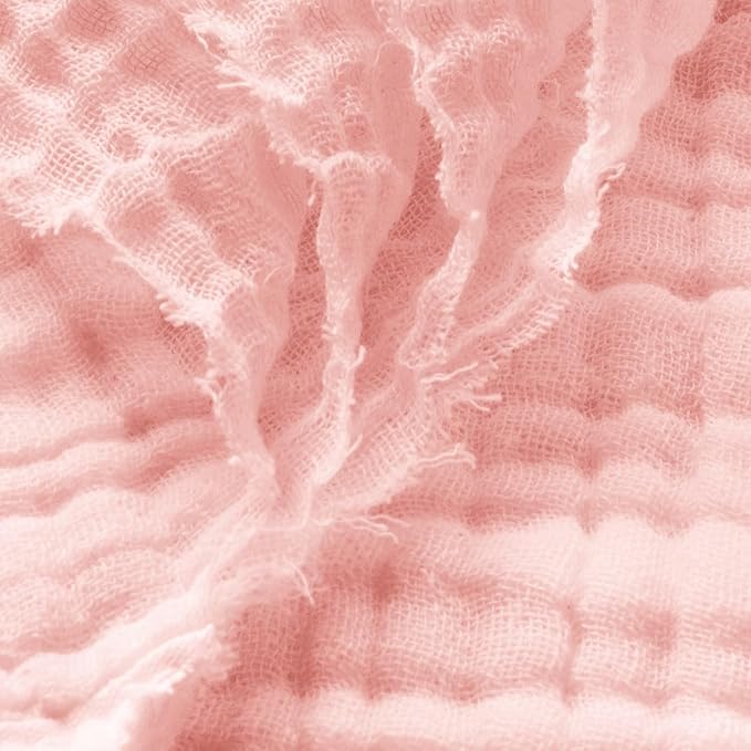 Carriediosa 100% Cotton Muslin Throw Blanket 50" X 70" Throw XL Size，4-Layers Summer Gauze Throws for Bed Couch，Soft Lightweight Breathable Linen Blankets Bedspread for Adults All Season，Dusty Pink
