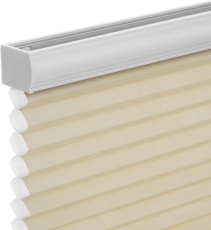 Changshade Cordless Cellular Shades, Light Filtering Honeycomb Shades for Windows, Pull Down Pleated Blinds, Easy to Install for Indoor Windows and French Doors,34" W x 72" H, Grey