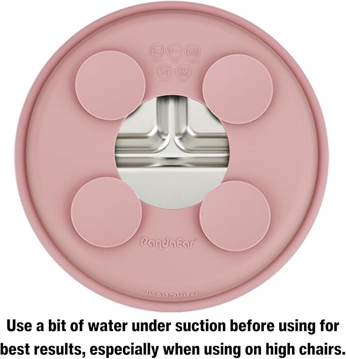 PandaEar 3 Pack Stainless Steel Baby Suction Plates, Divided Toddler Plate for Baby Led Weaning Supplies, Non-Slip Toddler Baby Feeding Set Dishwasher Safe (Pink/Linen/Light Pink)