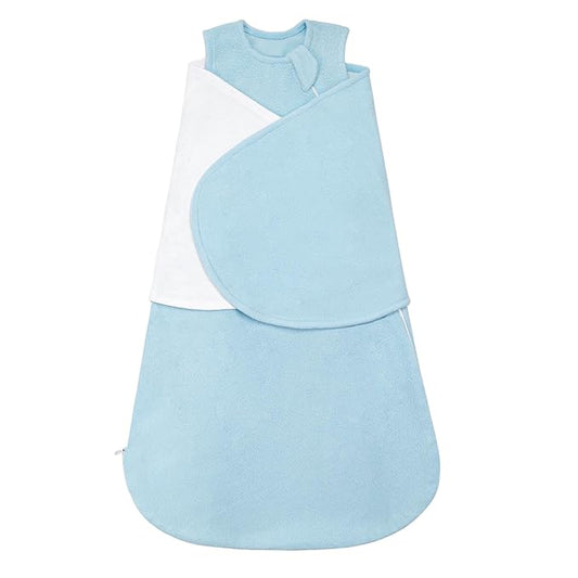 ZIGJOY Swaddle Sleep Sack Newborn 1.5 Tog Fleece Wearable Blanket Baby 6-12 Months - Lightweight MicroFleece Winter Sleeping Sacks Bag for Infant Girl Boy Gifts, Blue